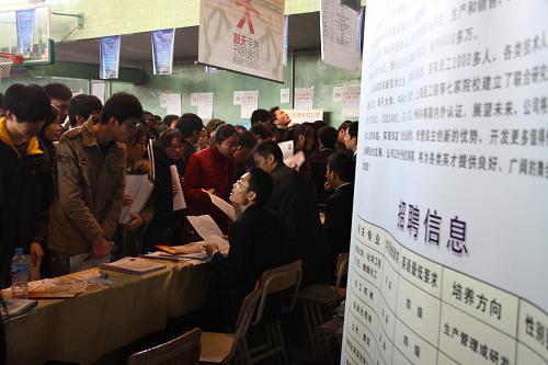 11月13日,求職者在畢業(yè)生“雙選會”上觀看招聘信息,投遞個人簡歷。新華社發(fā)(胡辰 攝)