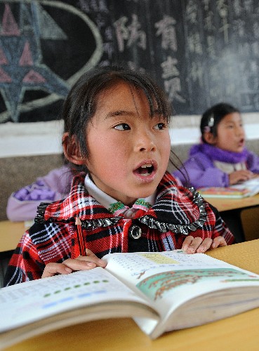 云南大力扶持民族、貧困地區(qū)義務(wù)教育 1月10日,在云南省楚雄彝族自治州姚安縣馬游村馬游小學(xué),彝族小學(xué)生羅美蓉正在上課。 近年來,云南省加大對少數(shù)民族地區(qū)教育的投入力度,改善辦學(xué)條件,同時對數(shù)百萬名農(nóng)村寄宿制貧困學(xué)生給予生活補助,切實保障了農(nóng)村適齡兒童受教育的權(quán)利。從2003年起,云南省財政支出中教育經(jīng)費所占比例每年提高1個百分點,增量部分全部用于農(nóng)村教育,農(nóng)村義務(wù)教育經(jīng)費保障機制初步建立。云南省楚雄彝族自治州是我國主要的彝族聚居區(qū),近年來當(dāng)?shù)氐拿褡褰逃聵I(yè)蓬勃發(fā)展,彝族孩子的入學(xué)率和鞏固率都達(dá)到99%以上。 新華社記者藺以光攝