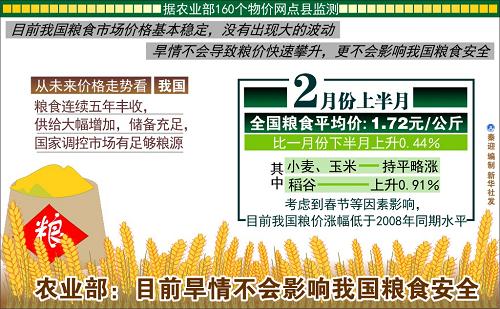圖表:農(nóng)業(yè)部:目前旱情不會(huì)影響我國(guó)糧食安全。 新華社發(fā)