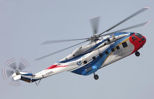 3月18日,AC313大型民用直升機在首飛中進行高難飛行動作表演。新華社發(fā)(牟健為 攝)