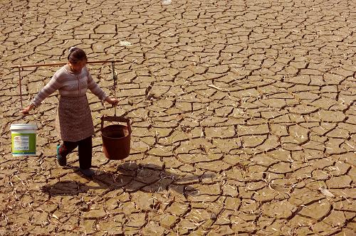 3月18日,重慶綦江縣安穩(wěn)鎮(zhèn)農(nóng)民張紹瓊在找水途中。重慶綦江縣安穩(wěn)鎮(zhèn)連續(xù)五個月無有效降雨,造成全鎮(zhèn)約4500戶、1.5萬人、2000頭牲畜飲水困難。旱情發(fā)生后,綦江縣委、縣政府高度重視,從去年12月26日至今,組織消防車為村民送水320余車次2400余立方。新華社記者 周衡義 攝