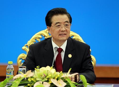 4月14日,金磚國家領(lǐng)導(dǎo)人第三次會晤在海南省三亞市舉行。這是中國國家主席胡錦濤主持會晤。新華社記者 鞠鵬攝