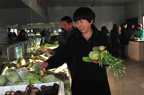 2月15日,烏海市民在海勃灣區(qū)便民蔬菜直銷店一店選購蔬菜。新華社記者 李云平 攝