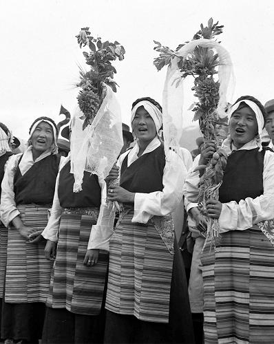 1959年9月7日,西藏拉薩市西郊區(qū)的1000多名農(nóng)民在即將收割的田間草坪上,歌唱慶祝平叛后的第一個(gè)望果節(jié)。 “太陽啊霞光萬丈,雄鷹啊展翅飛翔,高原春光無限好,叫我怎能不歌唱。驅(qū)散烏云見太陽,幸福的歌聲傳四方。”藏族同胞的嘹亮歌聲,唱出了民主改革后西藏人民的幸福生活。 西藏自古以來就是我國領(lǐng)土不可分割的一部分。新中國成立后,中央政府根據(jù)國內(nèi)外形勢(shì),為維護(hù)民族團(tuán)結(jié),確定了和平解放西藏的方針。1951年5月23日,中央人民政府和西藏地方政府正式簽署《關(guān)于和平解放西藏辦法的協(xié)議》(又稱《十七條協(xié)議》)?!秴f(xié)議》簽訂后,人民解放軍開始進(jìn)入西藏,幫助西藏人民發(fā)展生產(chǎn),開展貿(mào)易。 中央政府保護(hù)西藏的政治、宗教制度,幫助發(fā)展西藏的經(jīng)濟(jì)文化,改善人民生活。為了改善西藏的交通狀況,黨和政府修筑了康藏公路和青藏公路。這兩條公路建成通車后,大批物資源源不斷地運(yùn)到西藏,緩解了進(jìn)藏部隊(duì)和工作人員物資供應(yīng)的困難,也大大改善了西藏人民的生活。西藏的社會(huì)經(jīng)濟(jì)在中央政府的幫助下有了很大發(fā)展。 但是,民族分裂分子卻不斷地蠱惑和策動(dòng)武裝叛亂。1959年3月10