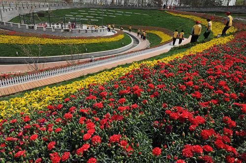 4月28日,游客在河北省園博園里的張家口園游覽。當(dāng)日,總投資10億余元、歷時2年建成的河北省園博園正式開園,同時河北省第一屆園林博覽會在這里開幕。河北省園博園位于石家莊市正定新區(qū)主軸線中心位置,占地約1200畝,劃分為七大功能分區(qū):主入口廣場、燕趙園、社會園、專類園、康體園、濱水景觀區(qū)、山體休閑區(qū)。河北省11座城市在園博園內(nèi)都建有各自獨(dú)特的文化和園林景觀,這些體現(xiàn)燕趙文化精髓的景觀將永久保留在園博園內(nèi)。新華社記者 王民 攝