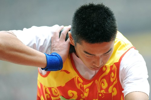 9月14日,中國選手郭偉在比賽中。當日,在國家體育場進行的北京2008年殘奧會男子鉛球F35/36級決賽中,郭偉以16米22的成績奪冠,并打破世界紀錄。 新華社記者 李尕 攝
