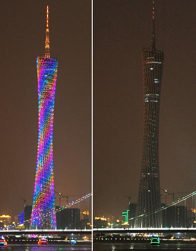 3月26日晚,廣州地標——廣州塔熄燈前(左圖)后對比。 當日,由世界自然基金會發(fā)起的“地球一小時”活動正式舉行。全球共有134個國家和地區(qū)展開熄燈接力,中國有86個城市加入到“地球一小時”活動。今年“地球一小時”活動希望大家在熄燈的同時能為地球做出一個力所能及的行動承諾。 新華社記者 盧漢欣 攝