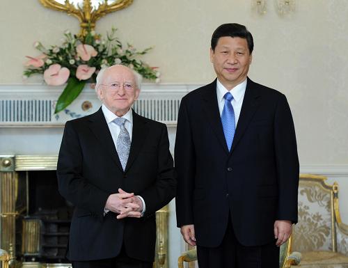 2月20日,中國國家副主席習近平在都柏林會見愛爾蘭總統(tǒng)希金斯。新華社記者 張鐸 攝