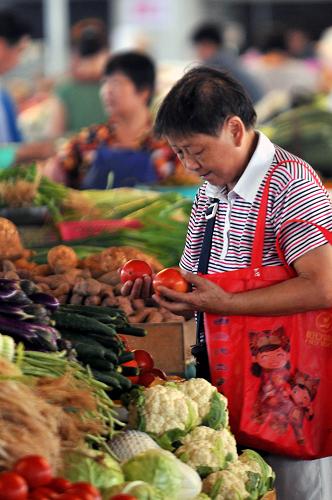 市民在??谝晦r(nóng)貿(mào)市場(chǎng)購(gòu)買蔬菜(9月9日攝)。 據(jù)海南省物價(jià)局統(tǒng)計(jì)數(shù)據(jù)顯示,8月份海南省居民消費(fèi)價(jià)格指數(shù)(CPI)同比上漲6.4%,較7月的7.4%回落1個(gè)百分點(diǎn);環(huán)比下降0.4%,降幅居全國(guó)首位。 新華社記者侯建森攝