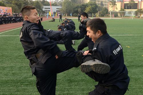 12月27日,參加比武的特警隊員在進(jìn)行擒敵演練。12月25日至27日,成都鐵路警方開展警務(wù)技能大比武活動,以強(qiáng)化春運(yùn)安保能力。200余名民警分別參加了綜合體能、專業(yè)知識、實彈射擊、實戰(zhàn)技能等方面的比武競賽,并進(jìn)行了隊列行進(jìn)、擒敵戰(zhàn)術(shù)、反恐防暴、警犬匯演等專業(yè)演練。新華社發(fā)(胡嘉巖 攝)