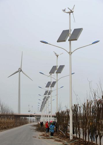 3月14日,中新天津生態(tài)城建成的風(fēng)電、太陽能等部分清潔能源已接入智能電網(wǎng)。新華社記者劉海峰攝