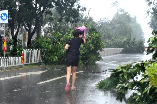 9月29日,??诮诸^冒雨趕路的市民。新華社記者姜恩宇攝