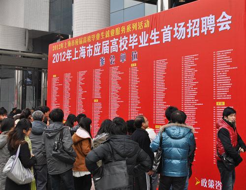 1月10日,前來求職的高校畢業(yè)生在會場外記錄參會單位信息。當(dāng)日,由上海市人社局、上海市教委等單位舉辦的“2012年上海市應(yīng)屆高校畢業(yè)生首場招聘會”在上海國際展覽中心拉開序幕。參加此次招聘會的單位共有484家,提供各類崗位8230個。此次招聘會后,上海市將繼續(xù)舉辦各類專場招聘會、校園招聘會60場,并為廣大上海高校畢業(yè)生提供就業(yè)援助、擇業(yè)指導(dǎo)等幫助。新華社發(fā)(林超 攝)