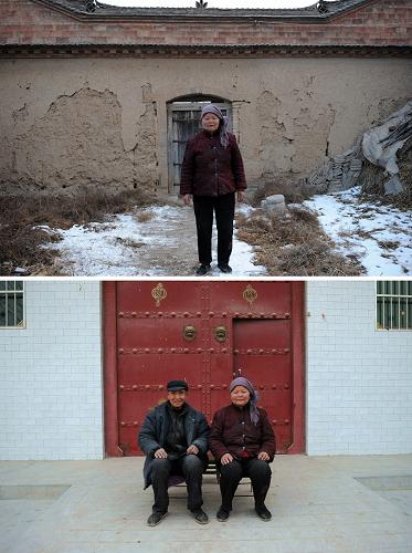蒲城縣椿林鎮(zhèn)五中村的張米兒老人站在以前居住的危房前(上圖,1月22日攝);。蒲城縣椿林鎮(zhèn)五中村的張米兒(右)和老伴坐在新居前(下圖,1月22日攝)。 走進陜西蒲城縣罕井鎮(zhèn)北白堤村特困戶張彩云的家,鮮紅的大門和白亮的瓷磚外墻一點不比鄰居們的房屋遜色。近年來在蒲城縣的各個鄉(xiāng)鎮(zhèn)村莊,許多像張彩云家一樣的特困家庭都搬進了嶄新的住房。這些房屋都由縣城建局統(tǒng)一設(shè)計施工,根據(jù)農(nóng)村生產(chǎn)生活實際和習(xí)慣,包含住房、廚房、衛(wèi)生間等基本要素,并且不用特困家庭出一分錢。這項在陜西蒲城縣積極實施的“聚各方力量、建民心工程、解安居難題”活動,截至2012年底已籌集1000多萬元資金,使三批共208戶特別困難群眾搬進了新居。 2010年10月起,蒲城縣在全縣境內(nèi)開展了“聚各方力量、建民心工程、解安居難題”活動,要求把家庭成員因殘疾、重病、智力低下而喪失勞動能力且還沒有納入“五保”的貧困家庭作為重點扶助對象,為這些貧困農(nóng)村家庭解決住房問題。為此縣委、縣政府開始了在蒲城縣全面的調(diào)查摸底,同時整合各種扶貧資金,加上財政補貼、黨員干部捐款、企業(yè)愛心人士捐款,籌資為仍居住在危房中的農(nóng)村特困戶蓋新房。目前,蒲城縣第一