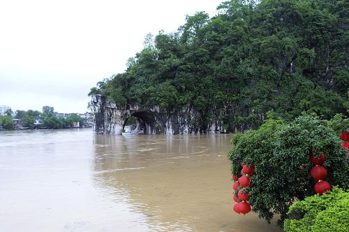 4月30日,廣西壯族自治區(qū)桂林市景點象山浸泡在洪水中。據(jù)廣西壯族自治區(qū)水文水資源局監(jiān)測,從4月29日8時到4月30日8時的24小時內(nèi),廣西多地遭遇暴雨到大暴雨襲擊。強降雨引發(fā)桂林市區(qū)多處地段發(fā)生內(nèi)澇,交通受阻。新華社發(fā)(趙家志 攝)