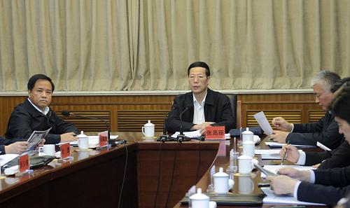 1月26日,中共中央政治局常委、國務(wù)院副總理張高麗在國家海洋局與極地大洋科技工作者座談。這是張高麗通過海事衛(wèi)星與正在雪龍?zhí)枠O地科考船、大洋一號科考船和南極長城站、中山站執(zhí)行科學(xué)考察任務(wù)的專家代表進行視頻連線對話。新華社記者 張鐸 攝