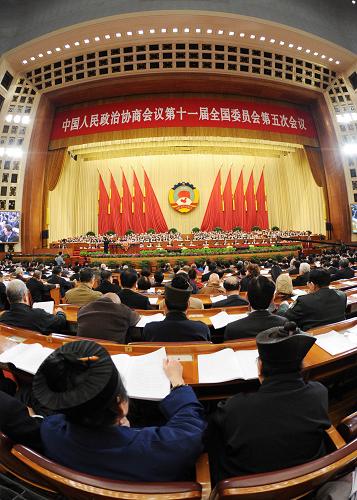 3月11日,全國政協(xié)十一屆五次會(huì)議在北京人民大會(huì)堂舉行第四次全體會(huì)議。新華社記者 馬占成 攝
