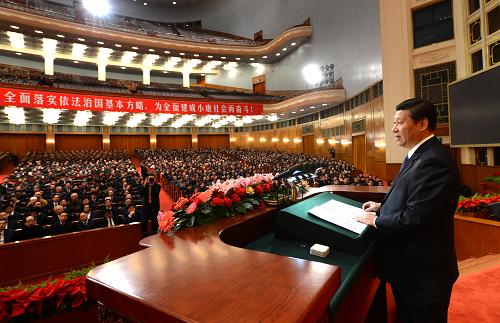 12月4日,首都各界在北京人民大會(huì)堂集會(huì),隆重紀(jì)念現(xiàn)行憲法公布施行三十周年。中共中央總書記、中央軍委主席習(xí)近平在大會(huì)上發(fā)表重要講話。新華社記者 馬占成 攝