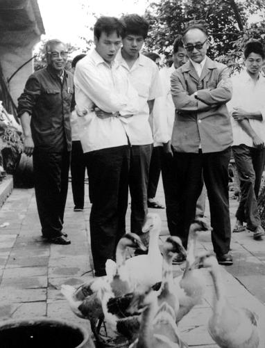 1982年5月,王岐山(左二)陪同中央農(nóng)研室領導在福建莆田調(diào)研,為起草中央一號文件做準備。新華社發(fā)