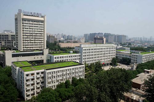遠(yuǎn)眺北京服裝學(xué)院內(nèi)的綠色屋頂(7月12日攝)。新華社記者 羅曉光 攝