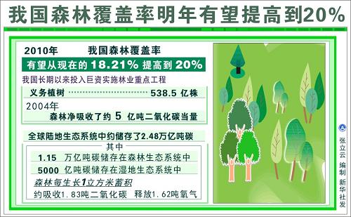 圖表:我國森林覆蓋率明年有望提高到20% 新華社發(fā)