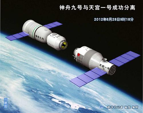 圖表:神舟九號與天宮一號成功分離新華社記者 崔瑩 編制