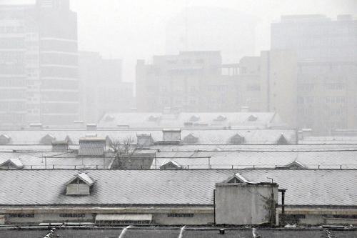 12月15日,杭州市區(qū)房屋屋頂上覆蓋著積雪。新華社記者 岳德亮 攝