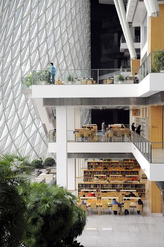 市民在深圳圖書館現(xiàn)代化的閱覽區(qū)內(nèi)借閱書籍(2月16日攝)。新華社記者 梁旭 攝