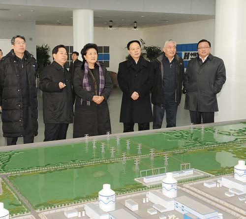 1月13日,中共中央政治局委員,國(guó)務(wù)委員劉延?xùn)|在山東調(diào)研核電國(guó)家科技重大專項(xiàng)實(shí)施工作。這是劉延?xùn)|在山東榮成石島灣高溫氣冷堆展示中心聽取有關(guān)情況介紹。新華社發(fā)(湯序民 攝)