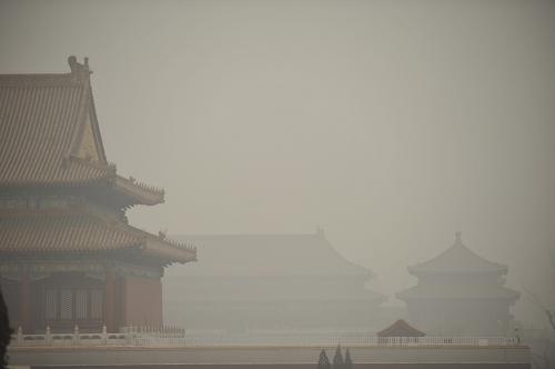 1月19日拍攝的被大霧籠罩的北京故宮。新華社發(fā)(劉長(zhǎng)龍 攝)