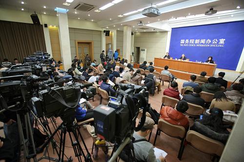 這是新聞發(fā)布會現(xiàn)場(2月7日攝)。新華社記者 李鑫 攝