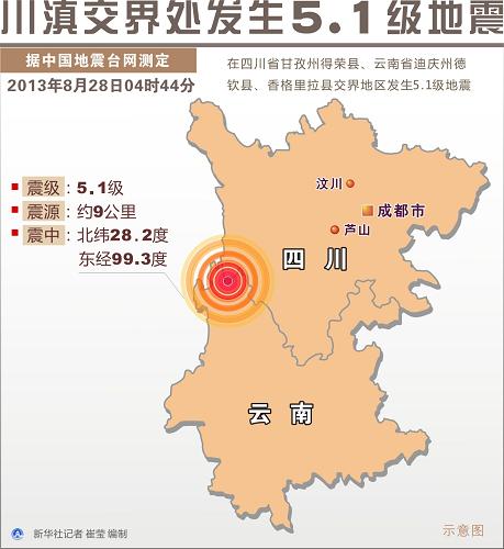 圖表:川滇交界處發(fā)生5.1級(jí)地震 新華社記者 崔瑩 編制