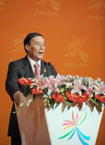 10月22日,第五屆中國—東盟博覽會在廣西南寧開幕。這是國務院副總理王岐山宣布第五屆中國—東盟博覽會開幕。 新華社記者周華攝