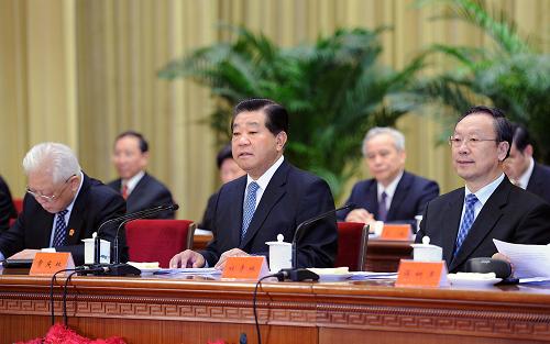 2月24日,全國學(xué)習(xí)貫徹《中共中央關(guān)于加強(qiáng)新形勢下黨外代表人士隊伍建設(shè)的意見》電視電話會議在北京人民大會堂舉行。中共中央政治局常委、全國政協(xié)主席賈慶林出席會議并講話。新華社記者 李濤 攝