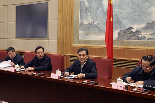 1月14日,國(guó)務(wù)院副總理、抗震救災(zāi)指揮部指揮長(zhǎng)汪洋在北京主持召開國(guó)務(wù)院防震減災(zāi)工作聯(lián)席會(huì)議。 新華社記者 丁林 攝