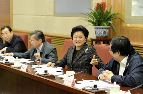 4月19日,中共中央政治局委員、國(guó)務(wù)委員、國(guó)務(wù)院婦兒工委主任劉延?xùn)|在北京出席國(guó)務(wù)院婦女兒童工作委員會(huì)五屆三次全體會(huì)議。新華社記者 謝環(huán)馳 攝