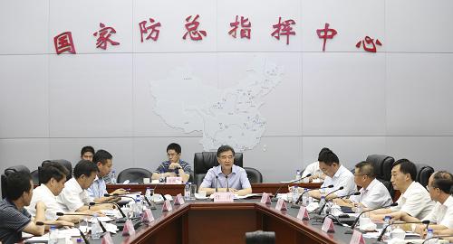 8月12日,國務(wù)院副總理汪洋主持召開國家防汛抗旱總指揮部專題會議。新華社記者丁林?jǐn)z