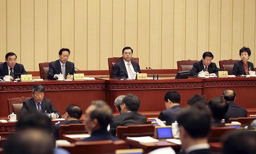 10月22日,十二屆全國人大常委會第五次會議在北京人民大會堂舉行第二次全體會議。張德江委員長出席。新華社記者丁林攝