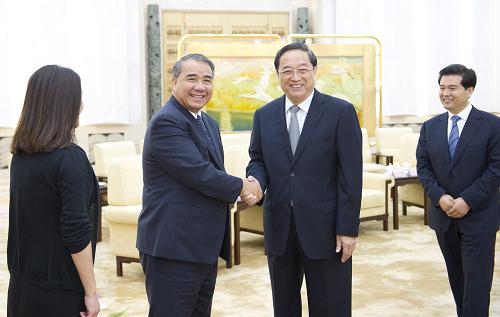 8月21日,中共中央政治局常委、全國政協(xié)主席俞正聲在北京會見臺灣少數(shù)民族民意代表訪京團(tuán)。新華社記者 黃敬文 攝