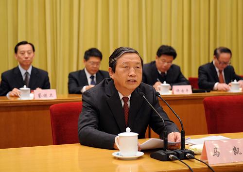 全國(guó)機(jī)關(guān)事務(wù)工作協(xié)會(huì)第四次會(huì)員代表大會(huì)暨建設(shè)節(jié)約型機(jī)關(guān)經(jīng)驗(yàn)交流會(huì)在京舉行 11月12日,全國(guó)機(jī)關(guān)事務(wù)工作協(xié)會(huì)第四次會(huì)員代表大會(huì)暨建設(shè)節(jié)約型機(jī)關(guān)經(jīng)驗(yàn)交流會(huì)在北京舉行。國(guó)務(wù)委員兼國(guó)務(wù)院秘書長(zhǎng)馬凱出席會(huì)議并講話。 新華社記者 饒愛(ài)民 攝