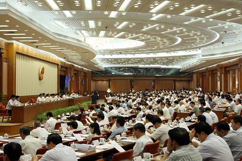 6月27日,十一屆全國人大常委會第九次會議在北京人民大會堂舉行閉幕會。這是閉幕會會場。新華社記者 劉衛(wèi)兵 攝