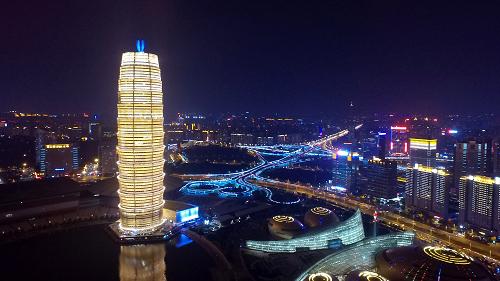 這是9月1日拍攝的鄭東新區(qū)夜景。新華社記者 李博 攝