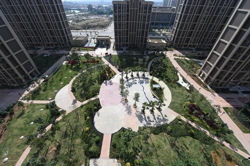 這是廈門“海綿城市”示范點(diǎn)翔安區(qū)洋唐保障性安居工程A09地塊的花園（12月17日攝）。