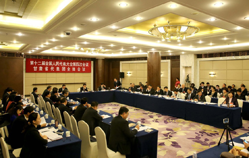 3月7日，十二屆全國人大四次會議甘肅代表團全體會議向媒體開放。