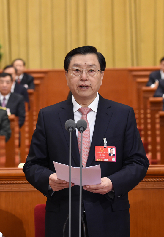 張德江主持閉幕會并講話。新華社記者 饒愛民 攝