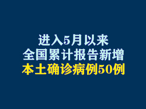 1【短時頻題圖】進(jìn)入5月以來，全國累計報告新增本土確診病例50例.jpg
