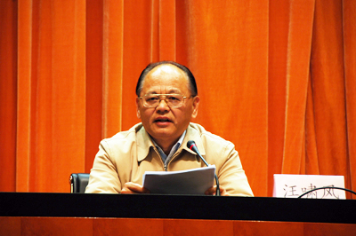 三峽辦黨組書記、主任汪嘯風在交流大會上做總結(jié)講話。